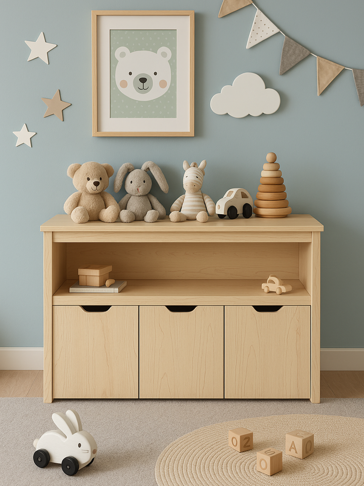 Mika Natural Kids Toy Storage Cabinet Box Bundle