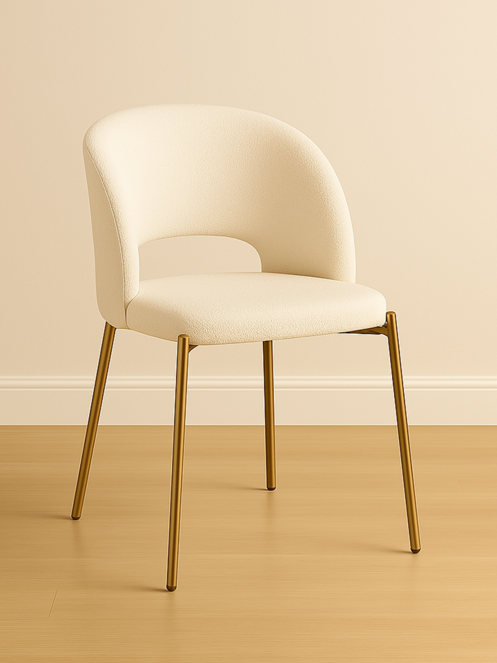 Luna White & Gold Sherpa Dining Chair 2pcs