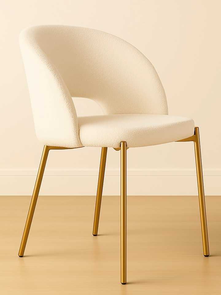 Luna White & Gold Sherpa Dining Chair 2pcs