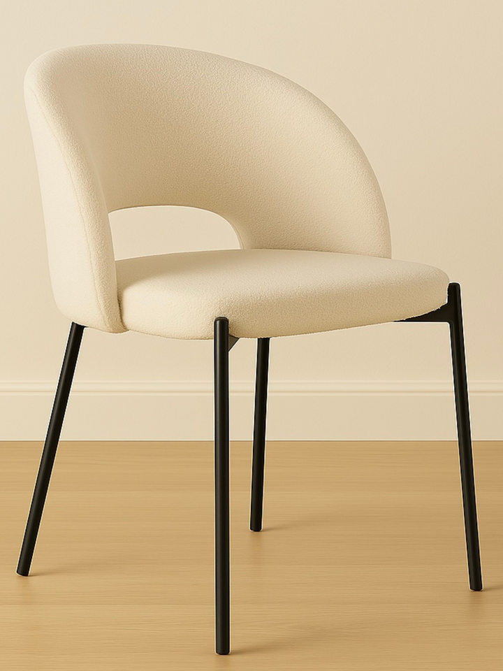 Luna White & Black Sherpa Dining Chair 2pcs