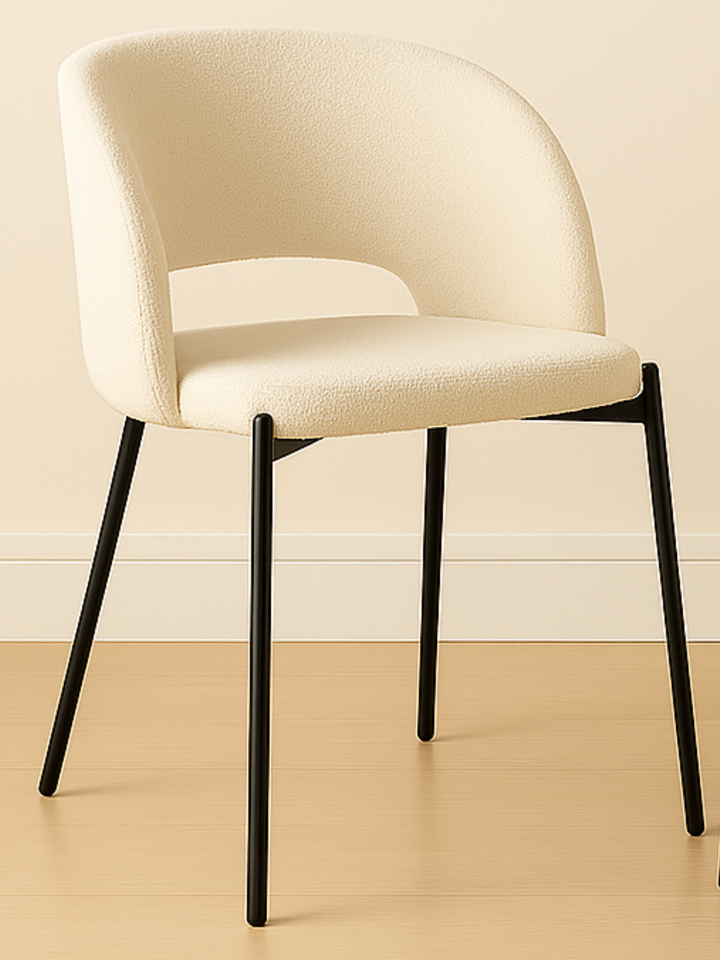 Luna White & Black Sherpa Dining Chair 2pcs