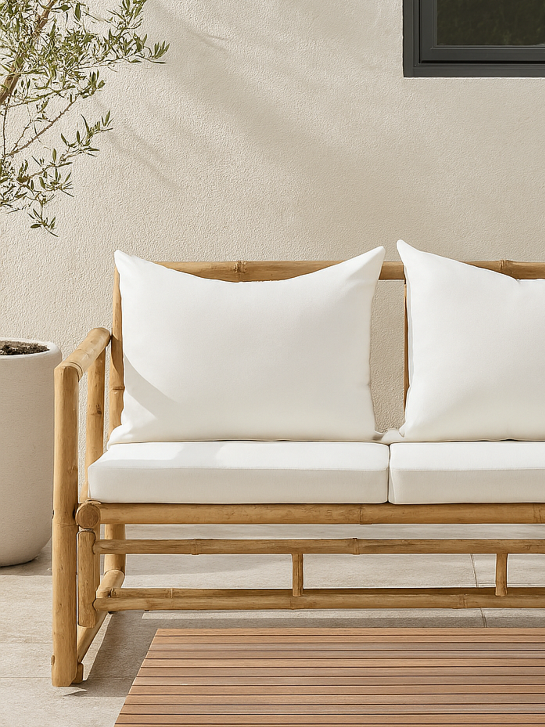 Ollie Bamboo 2 Seater Outdoor Garden Bench Seat