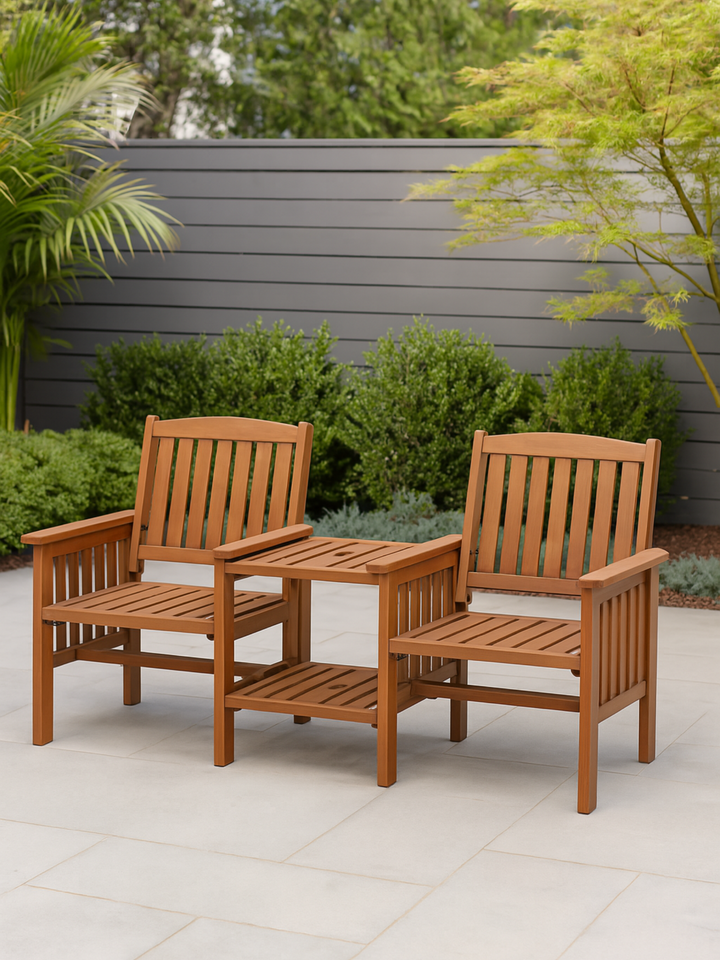 Zali Natural Outdoor Garden Bench Loveseat
