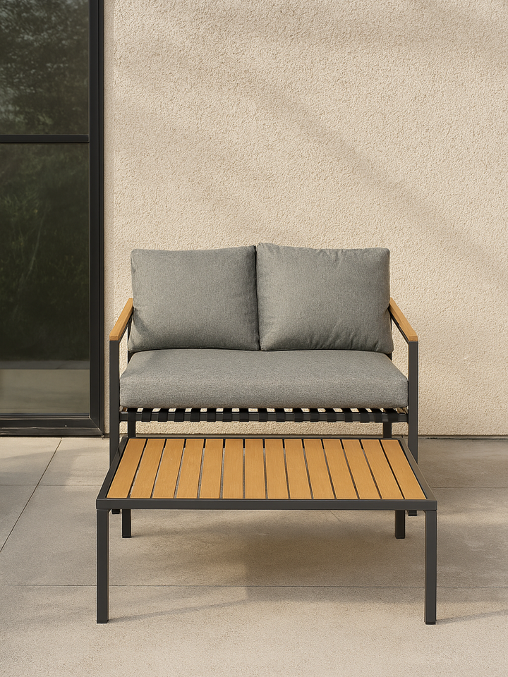 Avalon Grey 2 Seater Outdoor Lounge Set