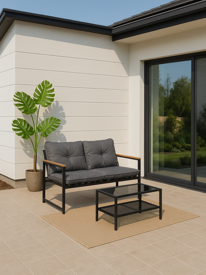 Hudson Grey 2 Seater Outdoor Lounge Set