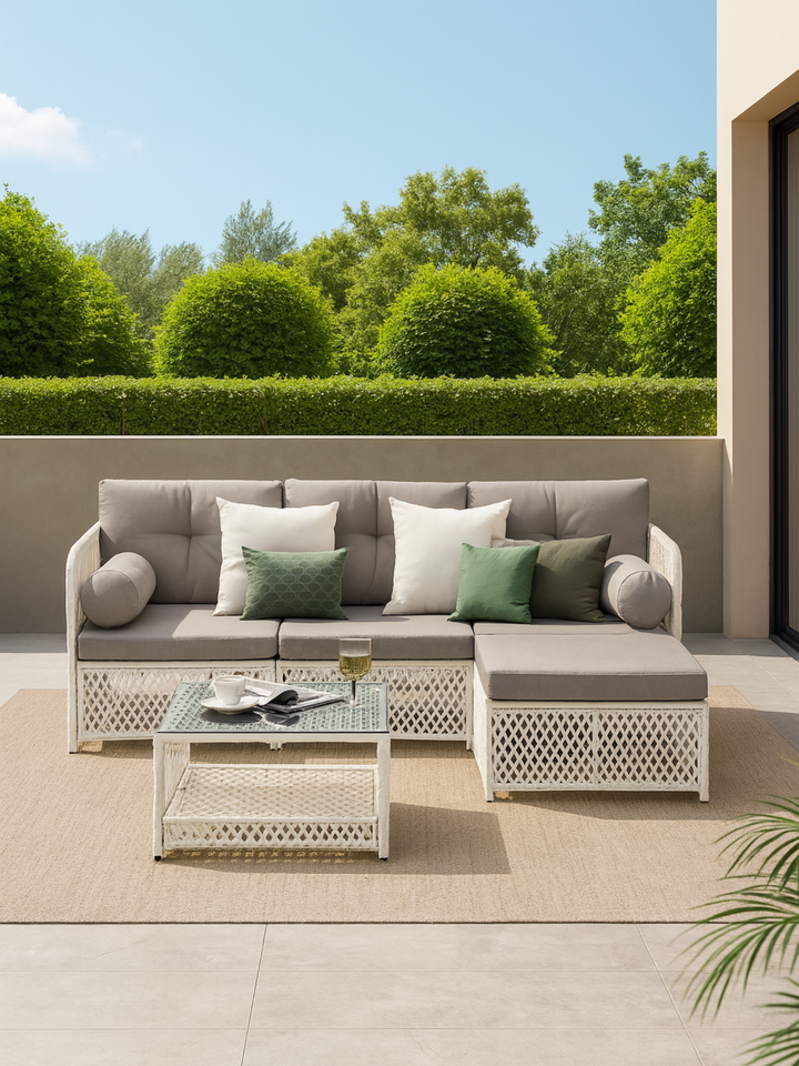 Leo White 4 Seater Outdoor Lounge Set