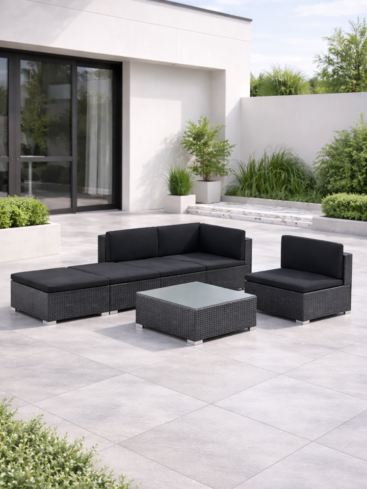 Sorrento Black Rattan Outdoor Lounge Set