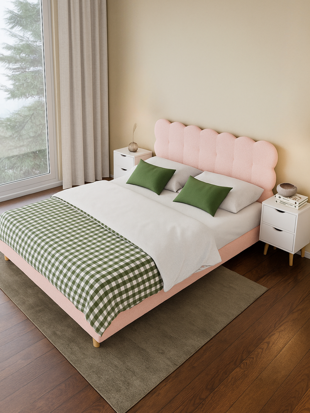 Alysha Pink Boucle Bed Frame