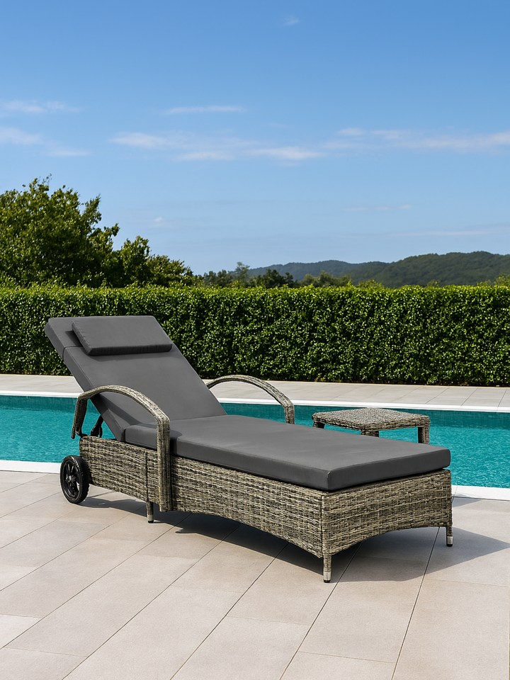 Byron Bay Grey Outdoor Sun Lounge