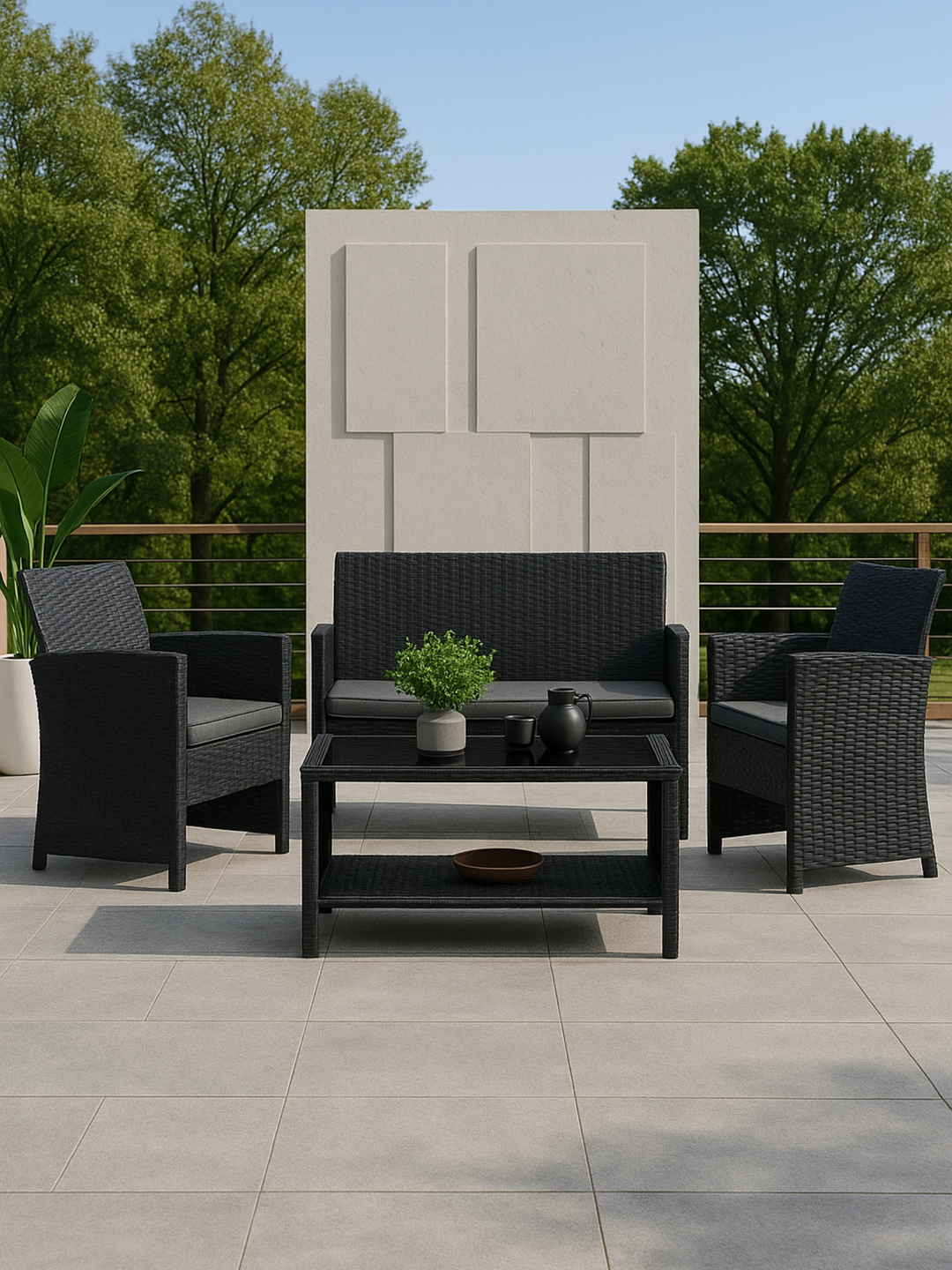 Ross Black 4 Seater Outdoor Lounge Set