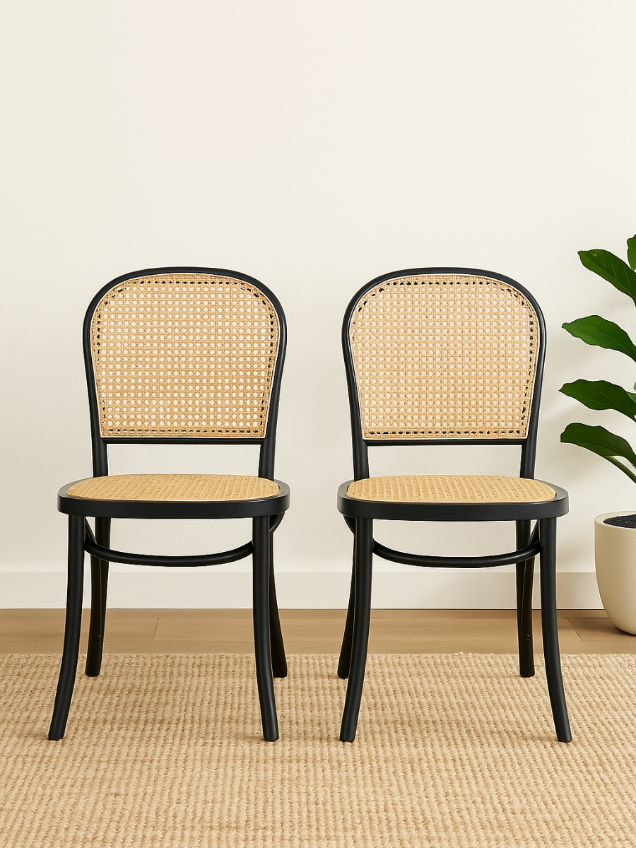 Camden Black Rattan Dining Chair 2pcs