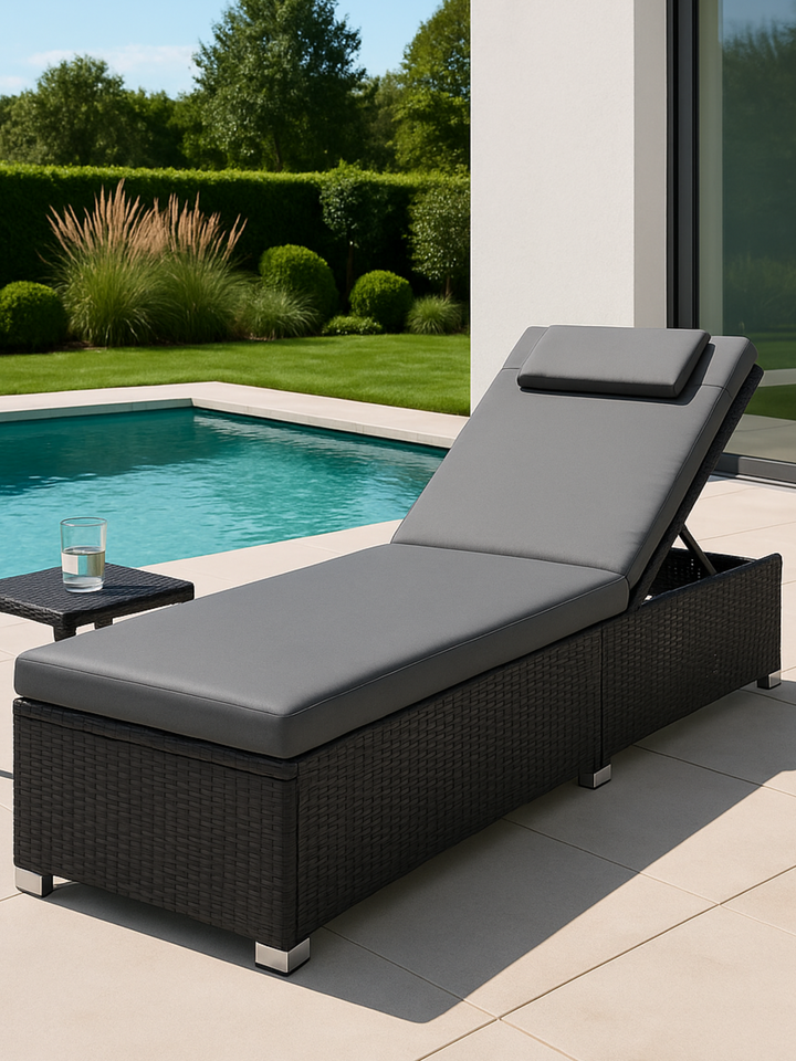 Bondi Black Outdoor Sun Lounge