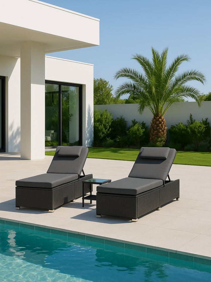 Bondi Black Outdoor Sun Lounge Table Set
