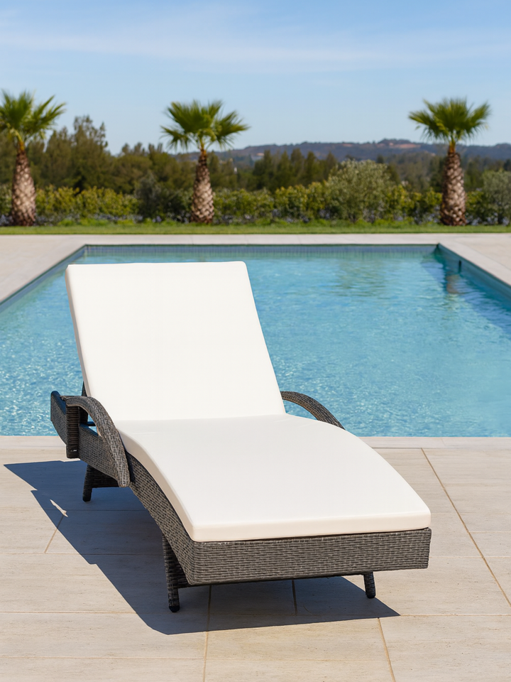 Lennox Cream & Grey Outdoor Sun Lounge