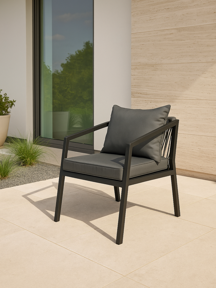 Jack Grey Steel Outdoor Armchairs 2pcs