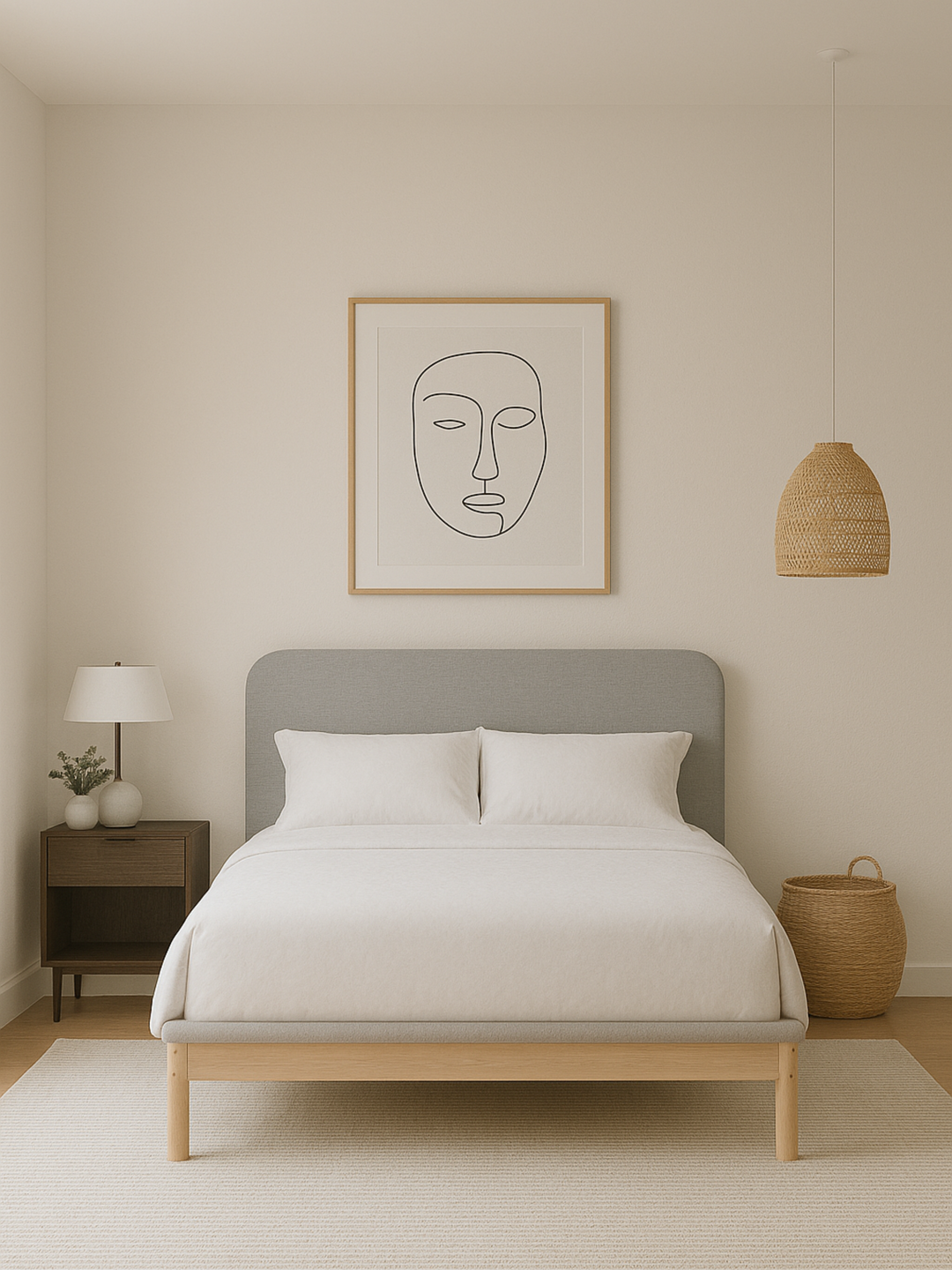 Tyler Premium Grey Linen Pine Wood Bed Frame