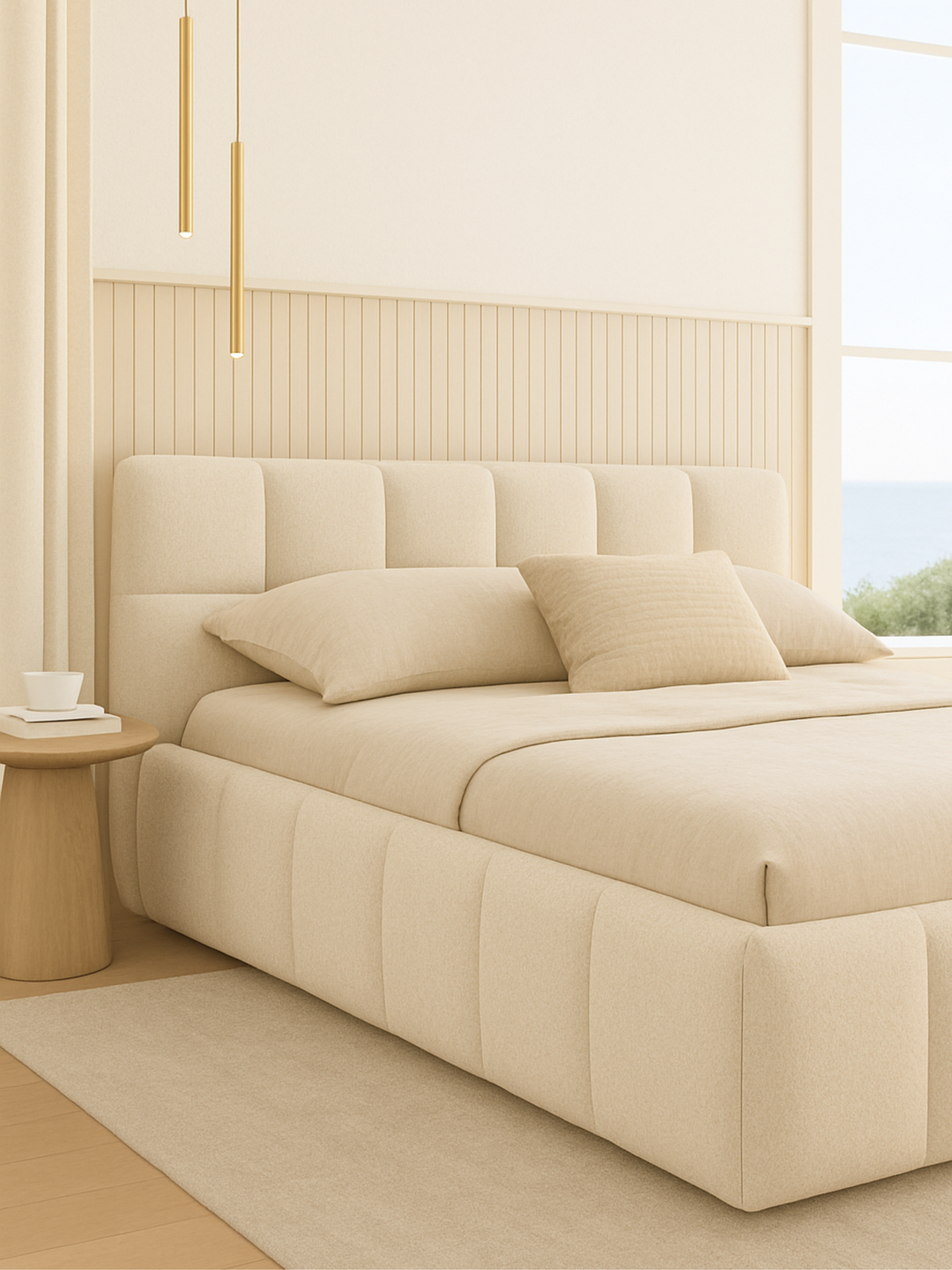 Marshmallow White Cloud Boucle Bed Frame