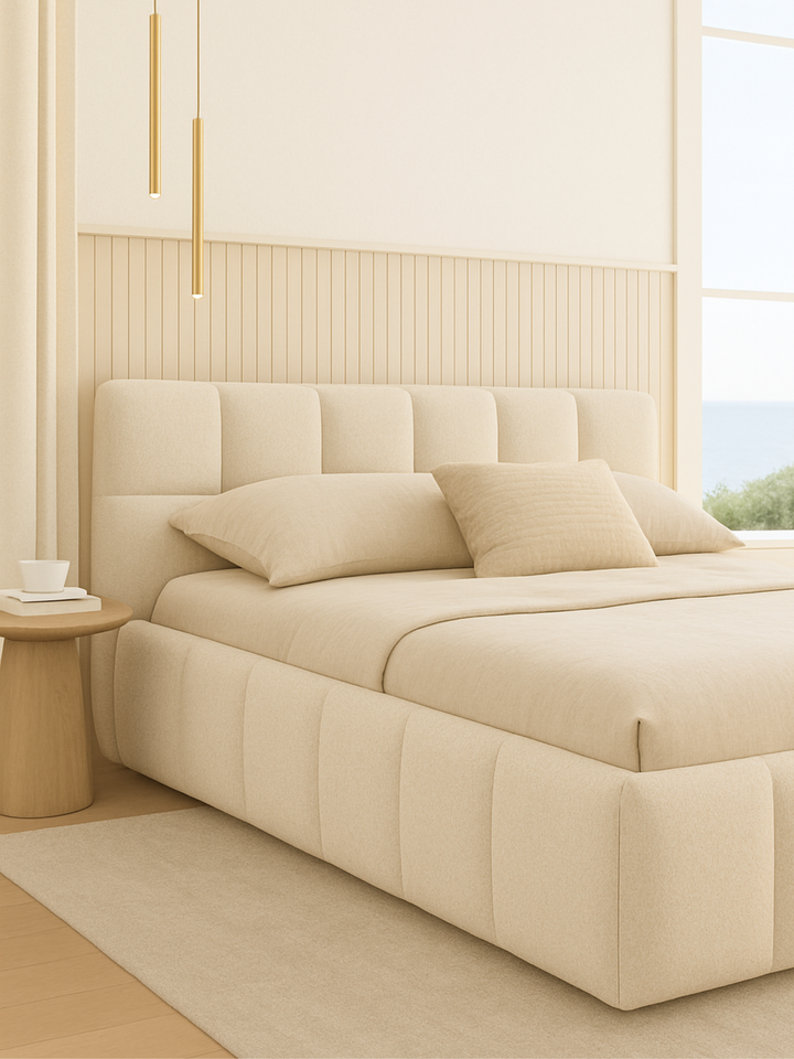 Marshmallow White Cloud Boucle Bed Frame