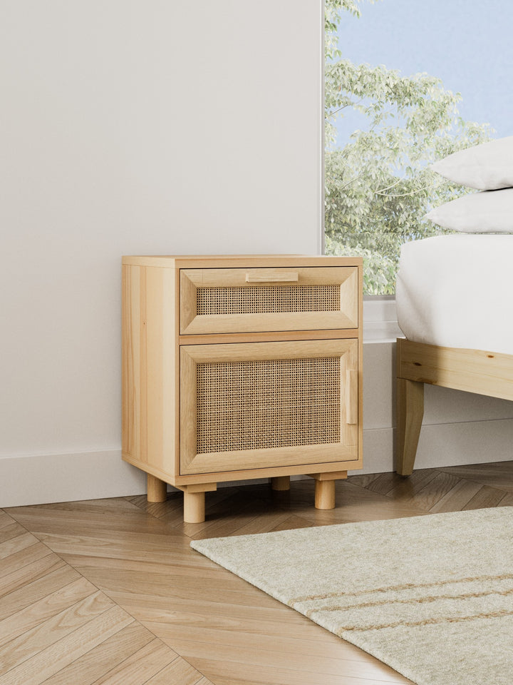Bardon Rattan Wooden Bedside Table 2pcs