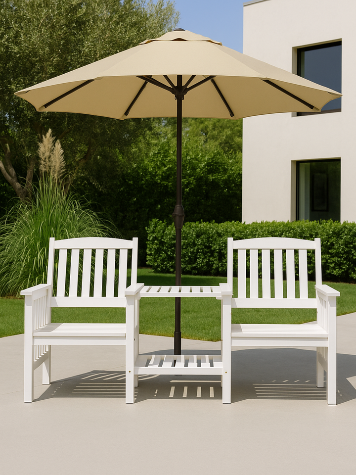 Zali White Outdoor Garden Bench Loveseat