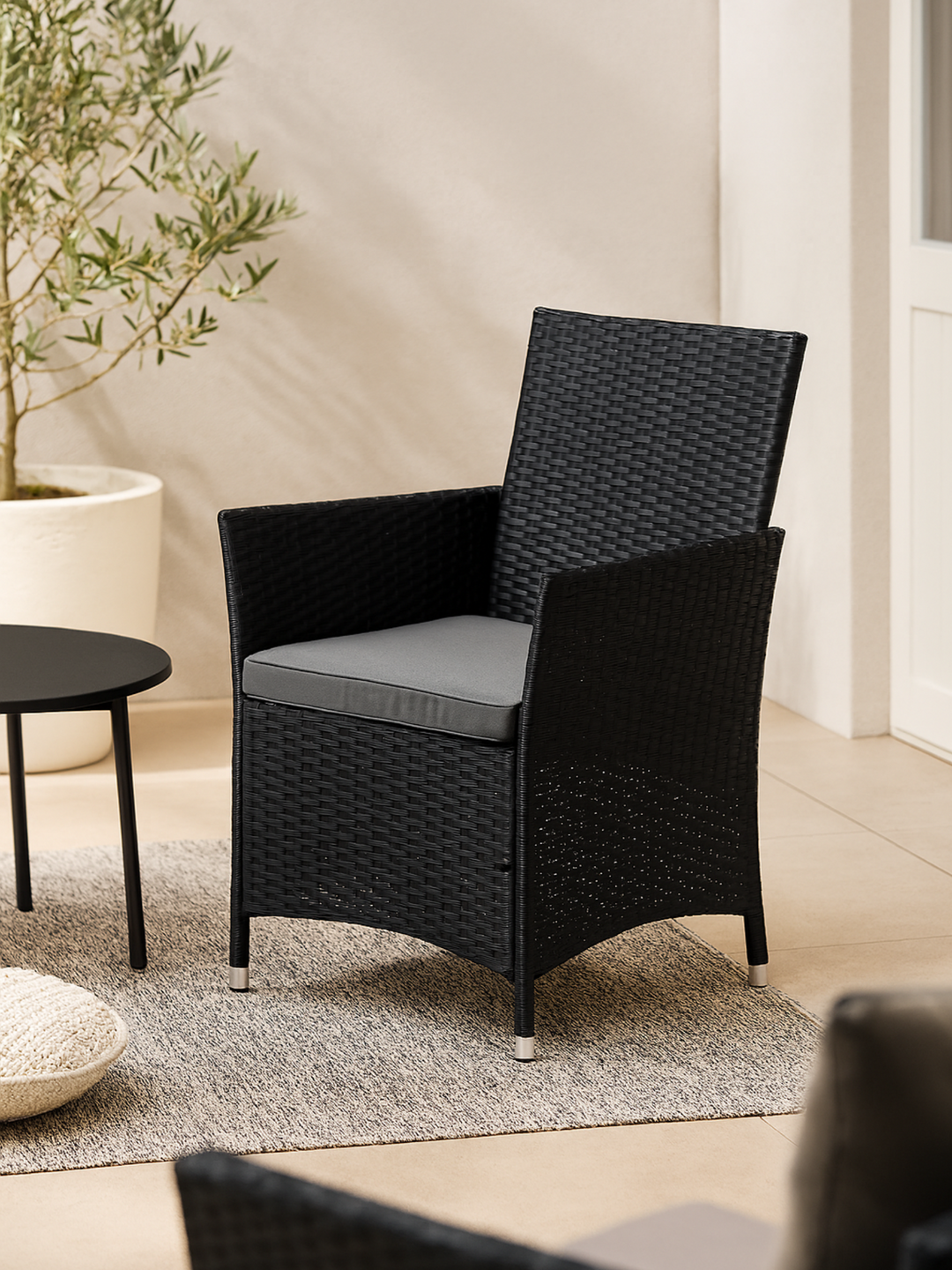 Zion Black Rattan Outdoor Chairs 2pcs