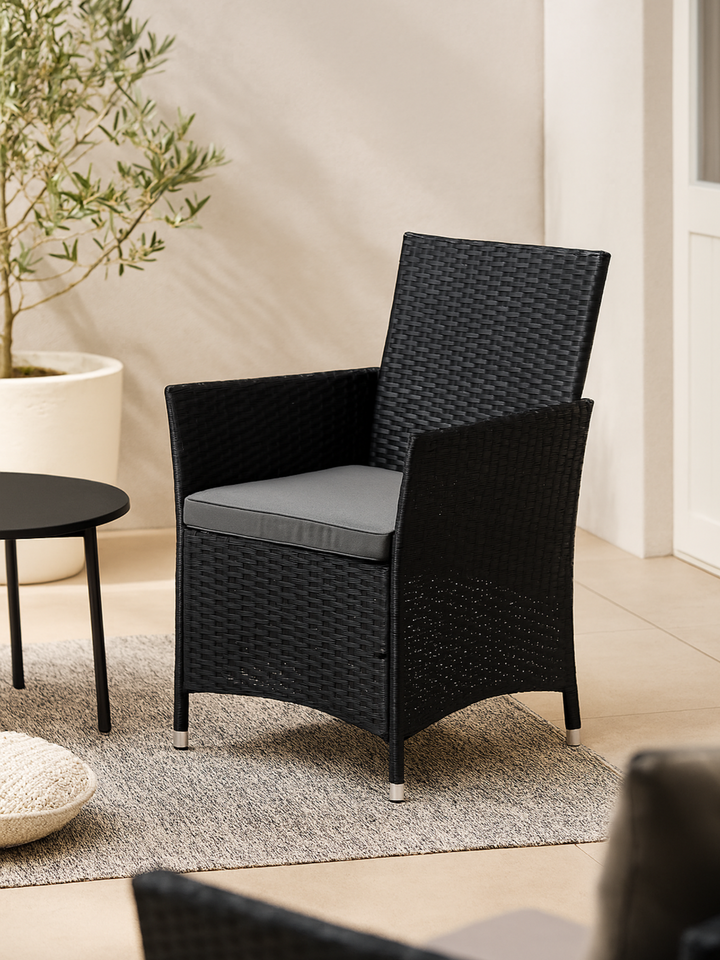Zion Black Rattan Outdoor Chairs 2pcs