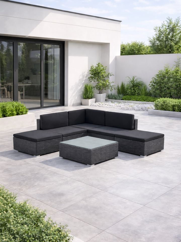 Sorrento Black Rattan Outdoor Lounge Set