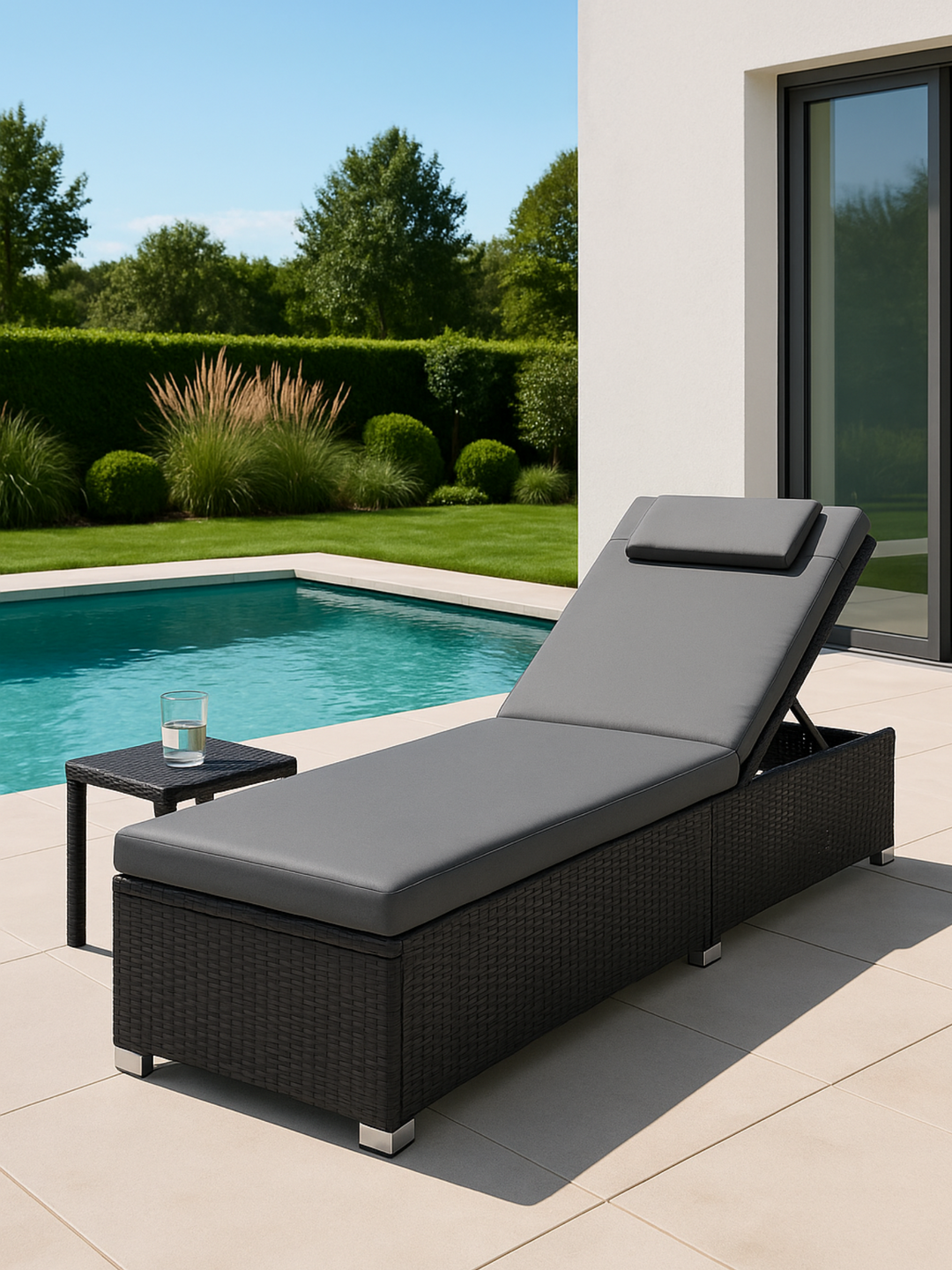 Bondi Black Outdoor Sun Lounge