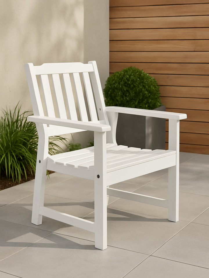 Anya White Wooden Outdoor Armchair