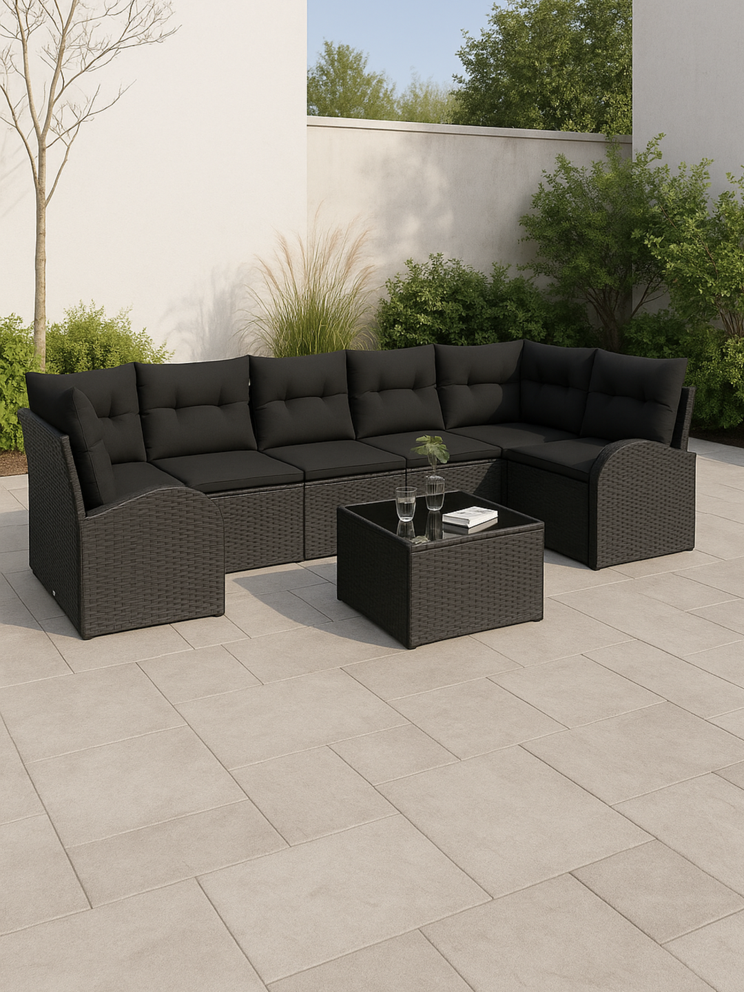 Benny Black Premium Rattan Outdoor Lounge Set