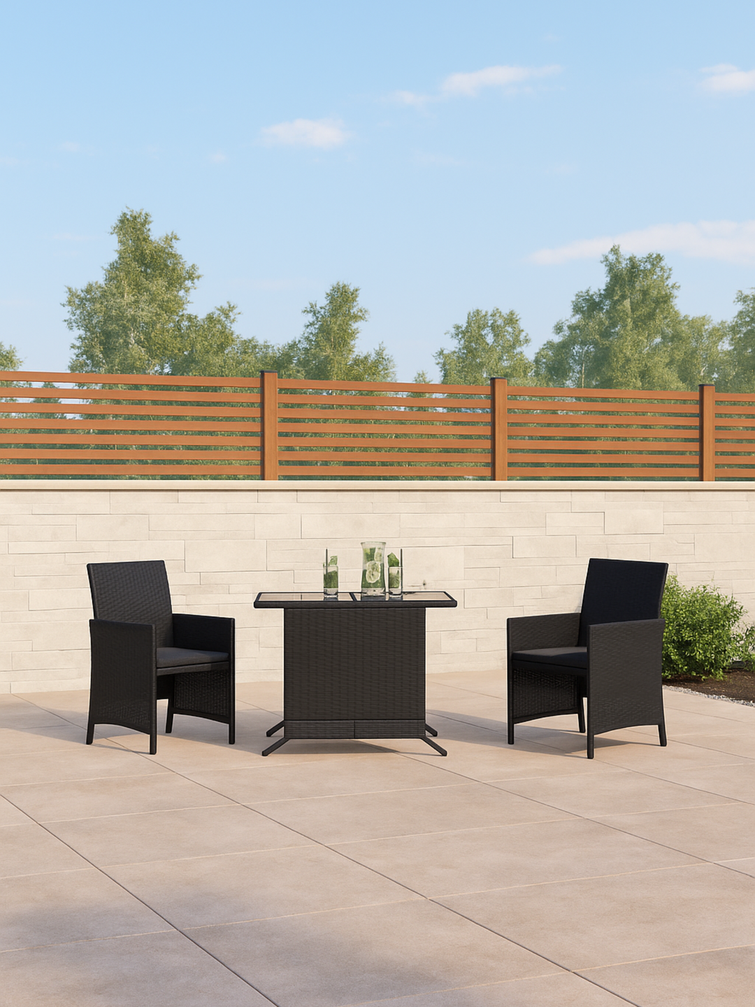 Hideaway Black Rattan 2 Seater Outdoor Dining Set