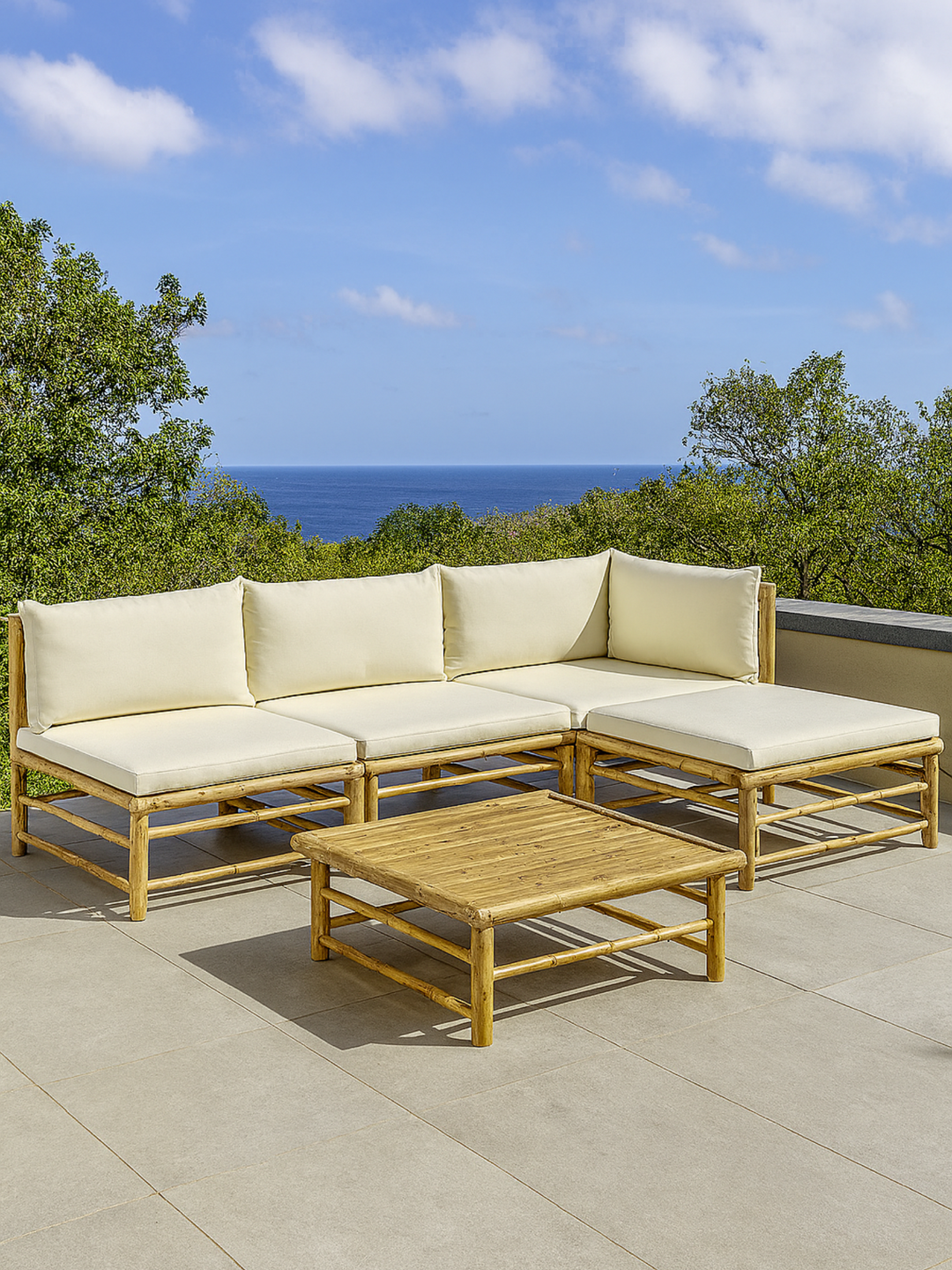 Donna Cosy Natural Bamboo Outdoor Lounge Set