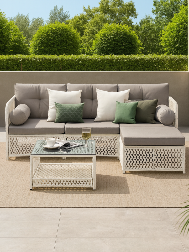 Leo White 4 Seater Outdoor Lounge Set