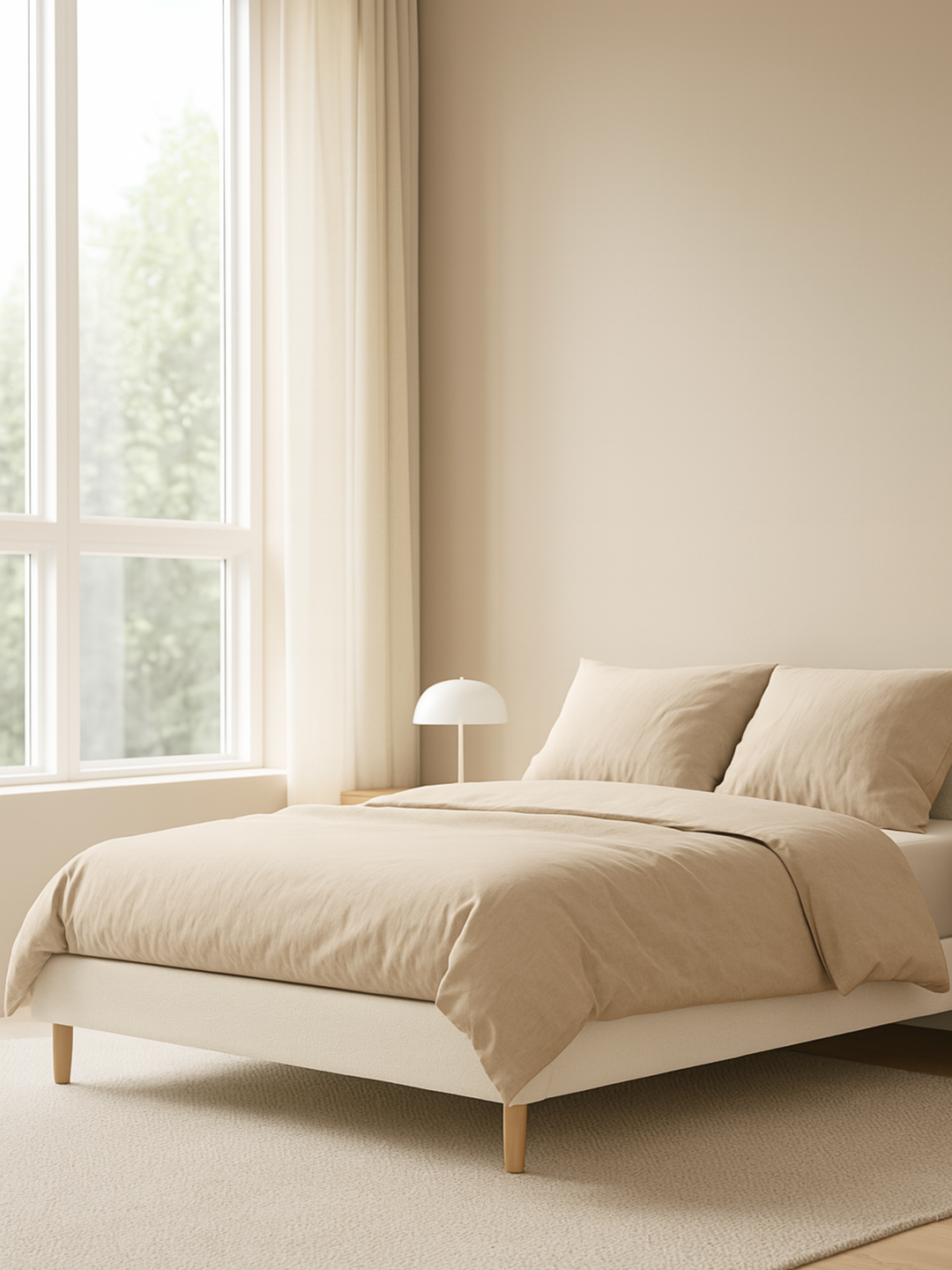 Emma Classic White Boucle Bed Base