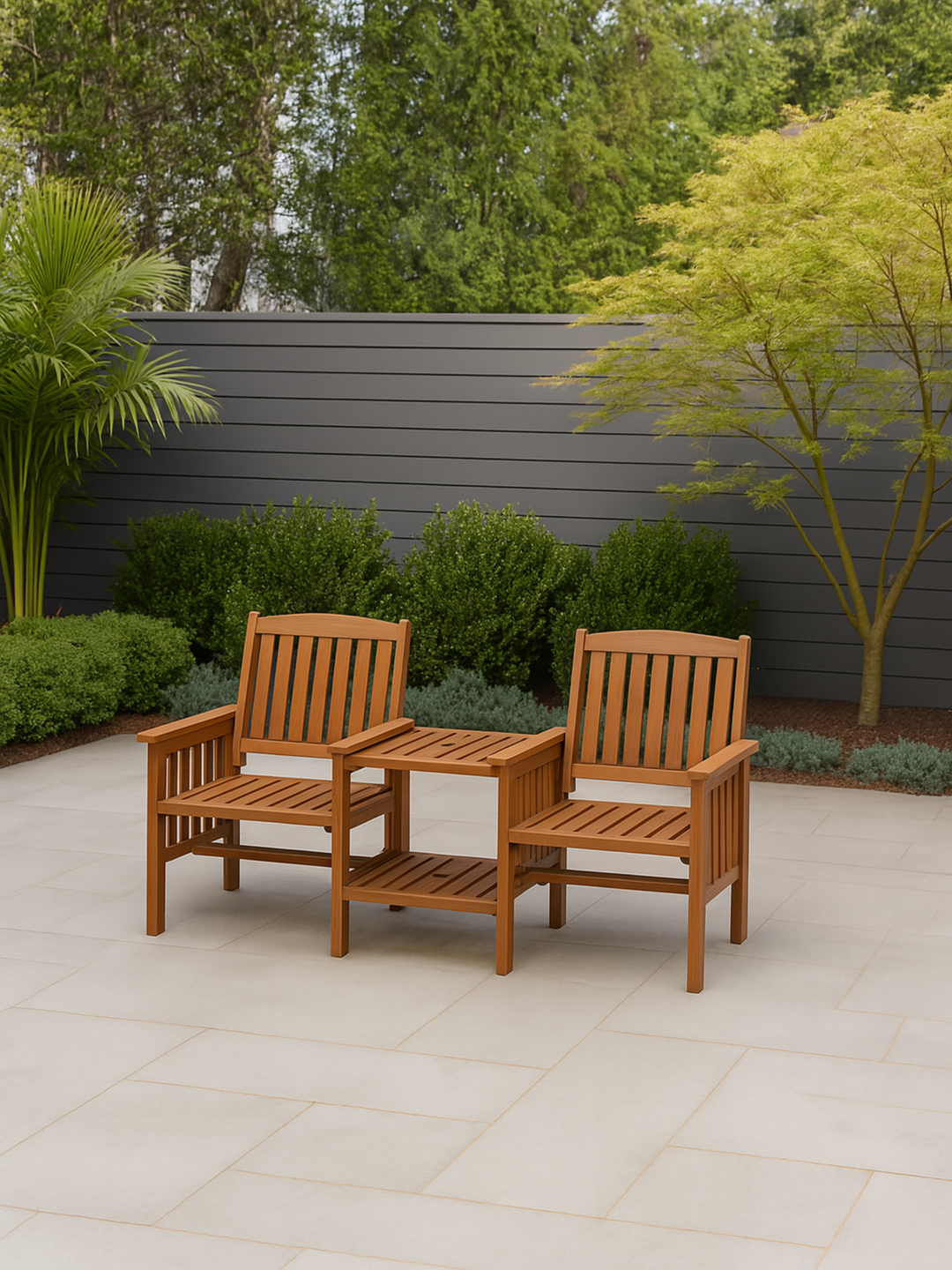 Zali Natural Outdoor Garden Bench Loveseat