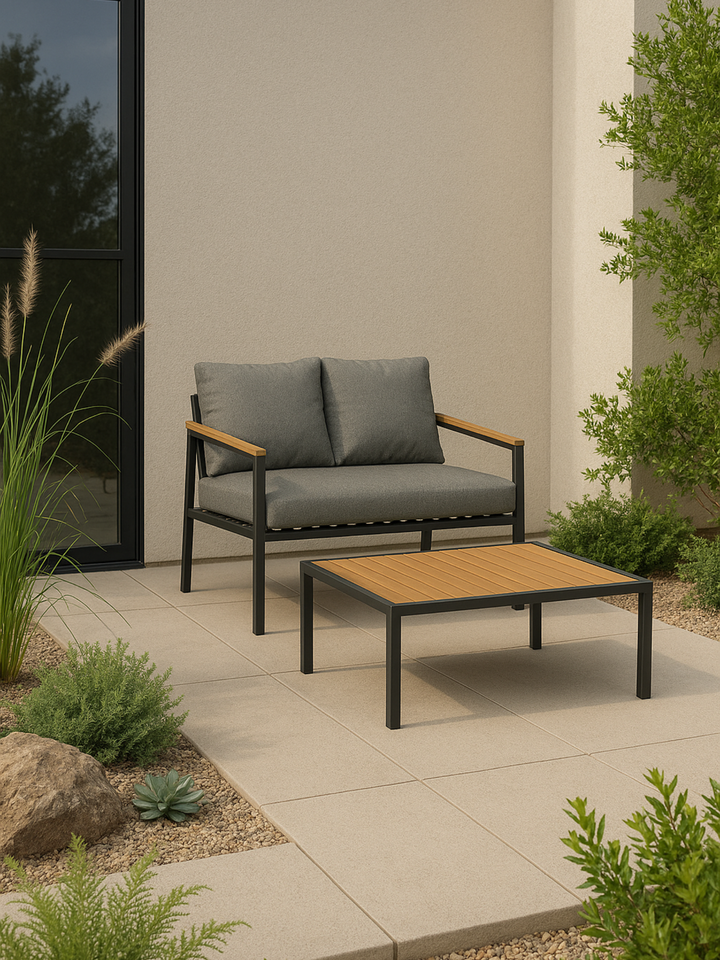 Avalon Grey 2 Seater Outdoor Lounge Set