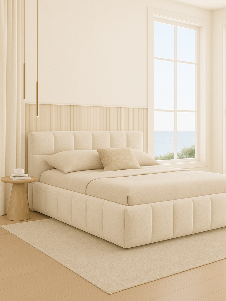 Marshmallow White Cloud Boucle Bed Frame
