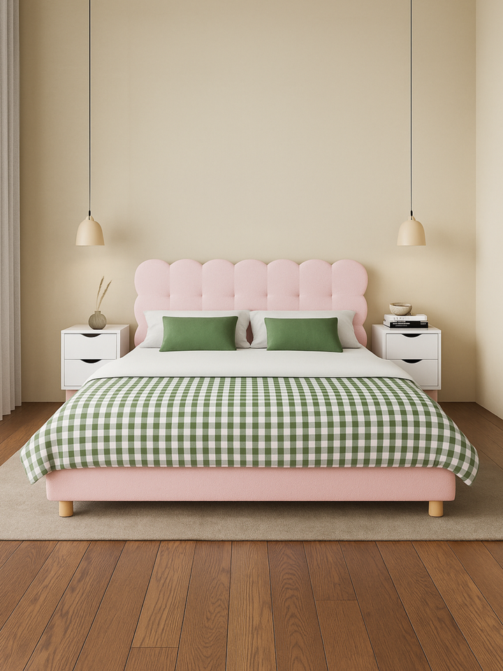 Alysha Pink Boucle Bed Frame
