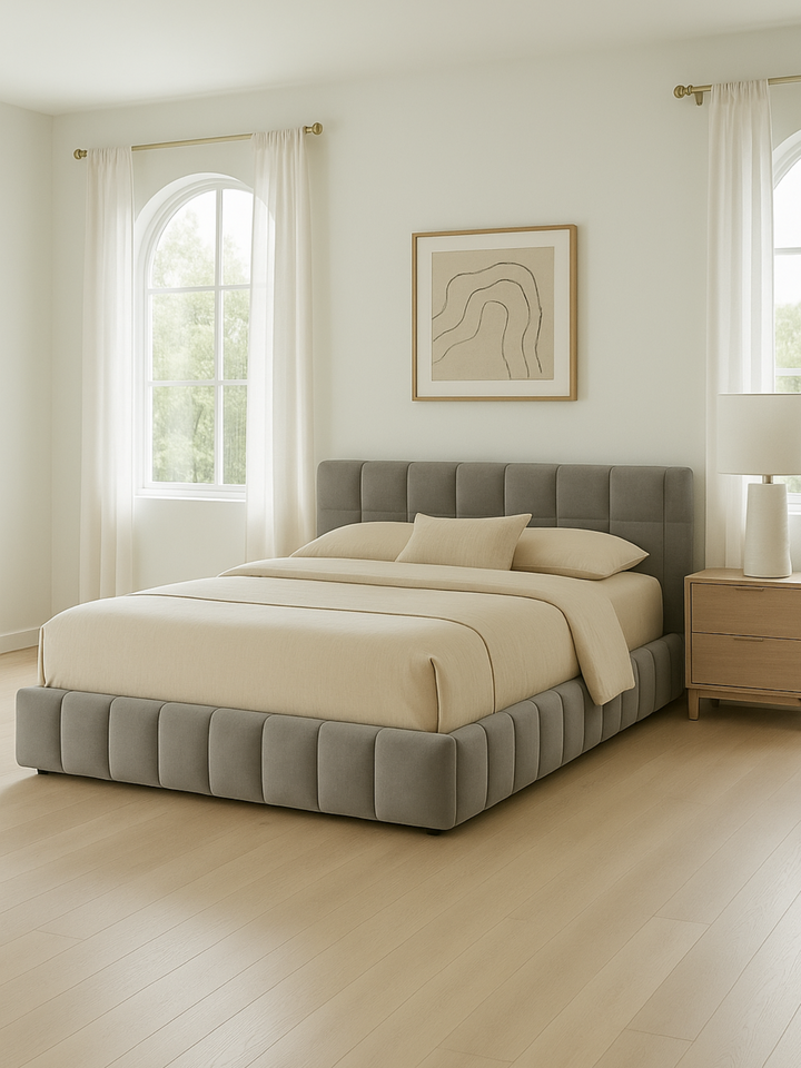 Winnie Grey Velvet Bed Frame