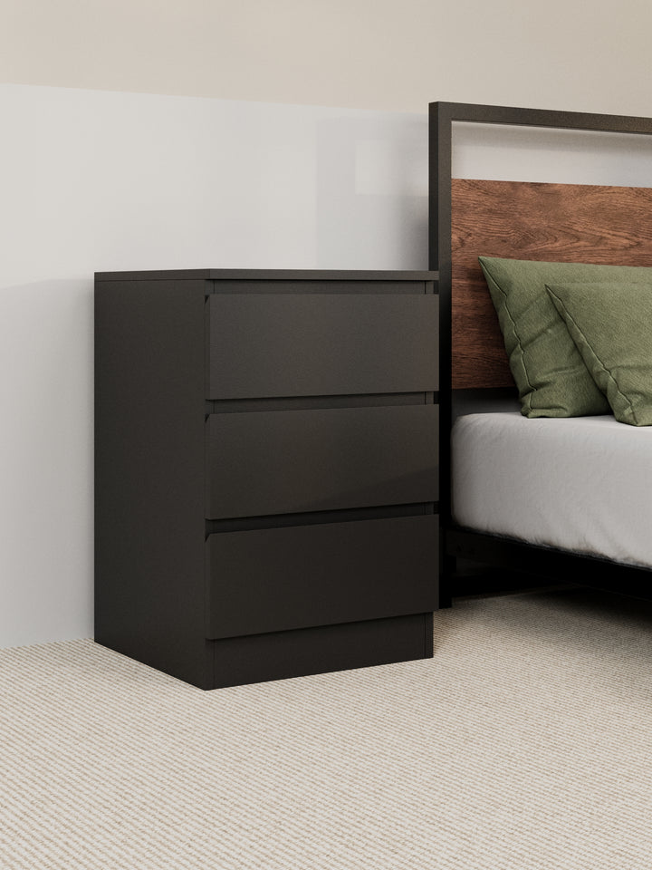 Grace Black Modern Bedside Table