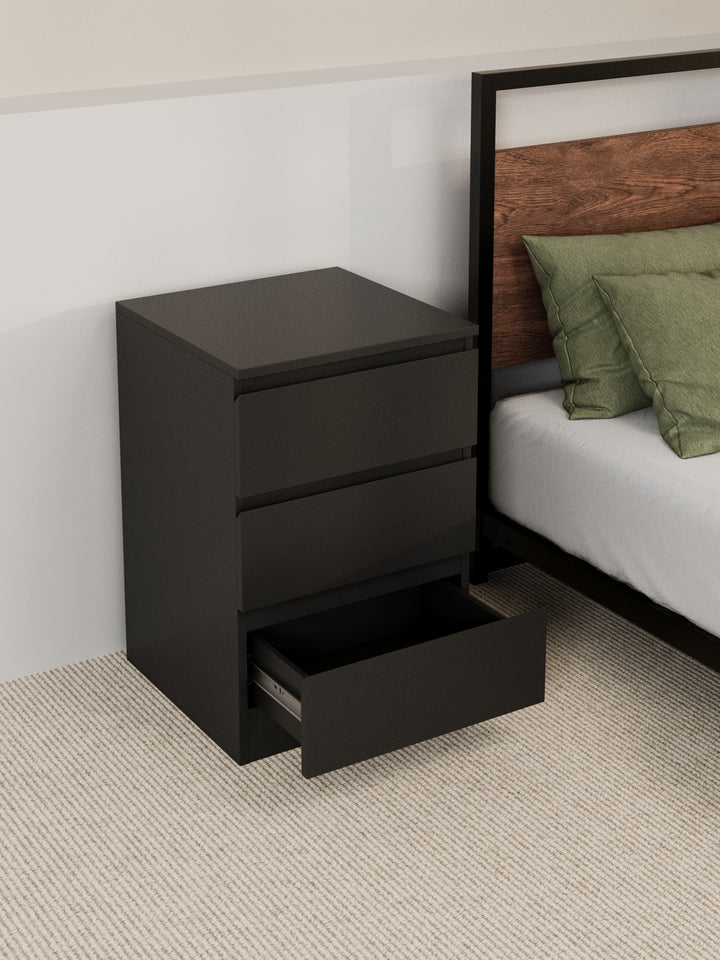 Grace Black Modern Bedside Table