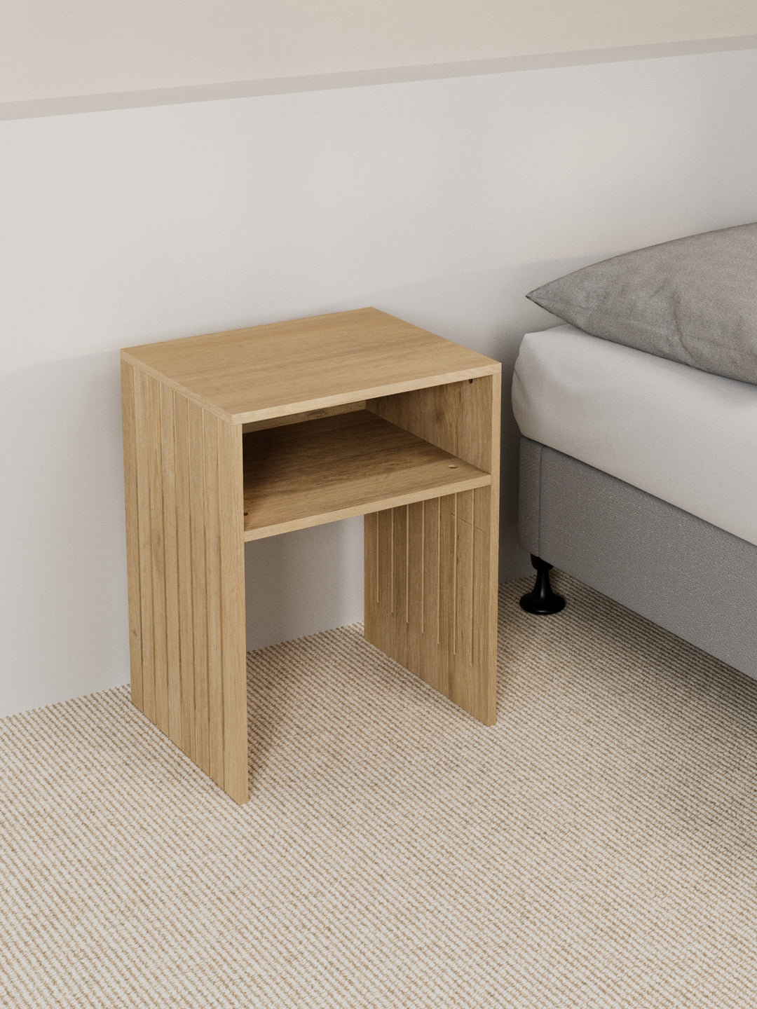 Sia Natural Fluted Bedside Table