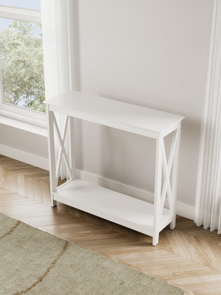 Cleo Classic White Side Entry Table