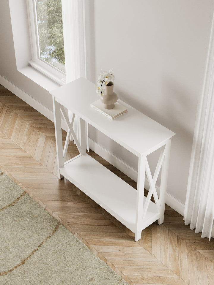 Cleo Classic White Side Entry Table