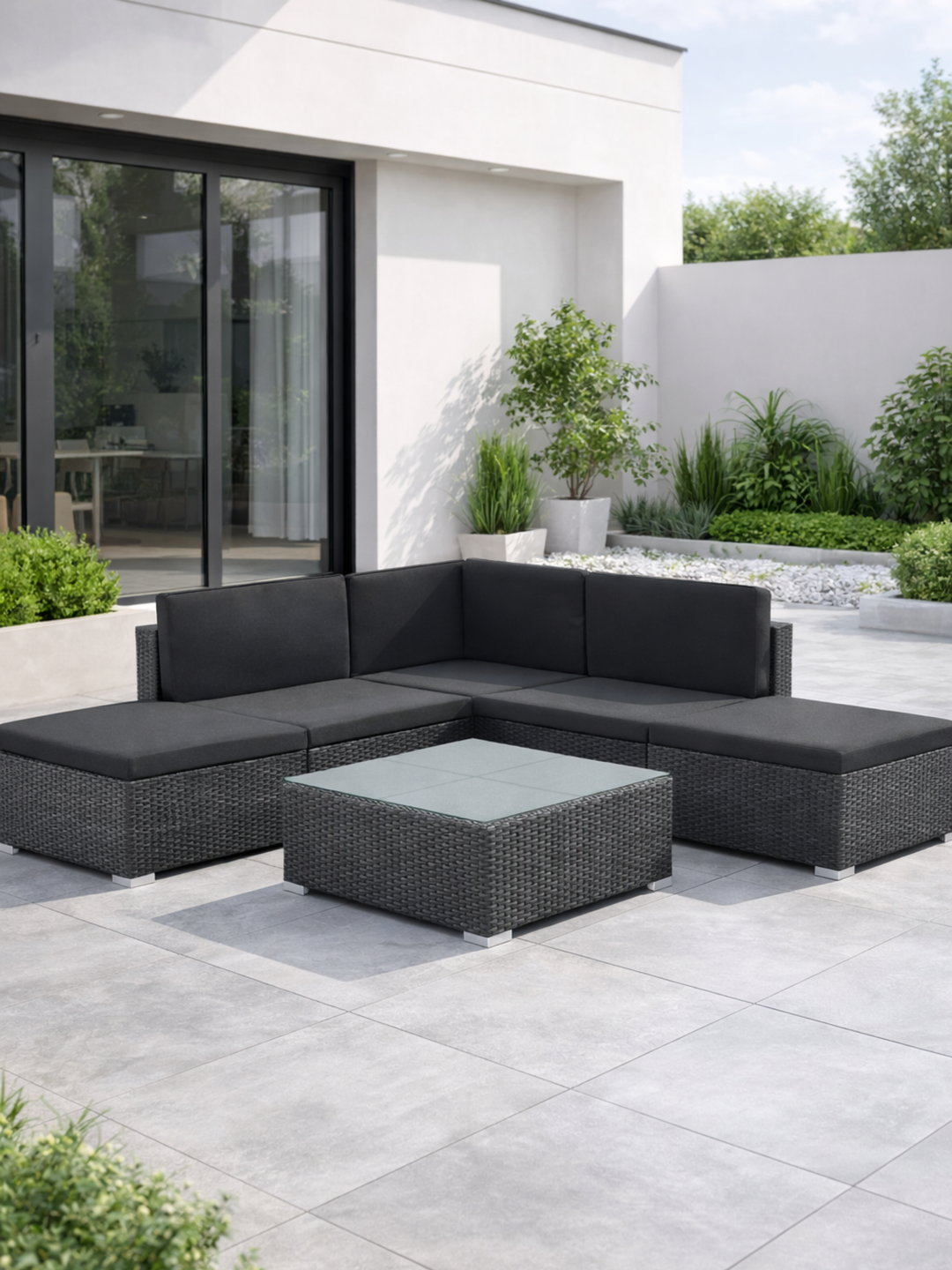 Sorrento Black Rattan Outdoor Lounge Set