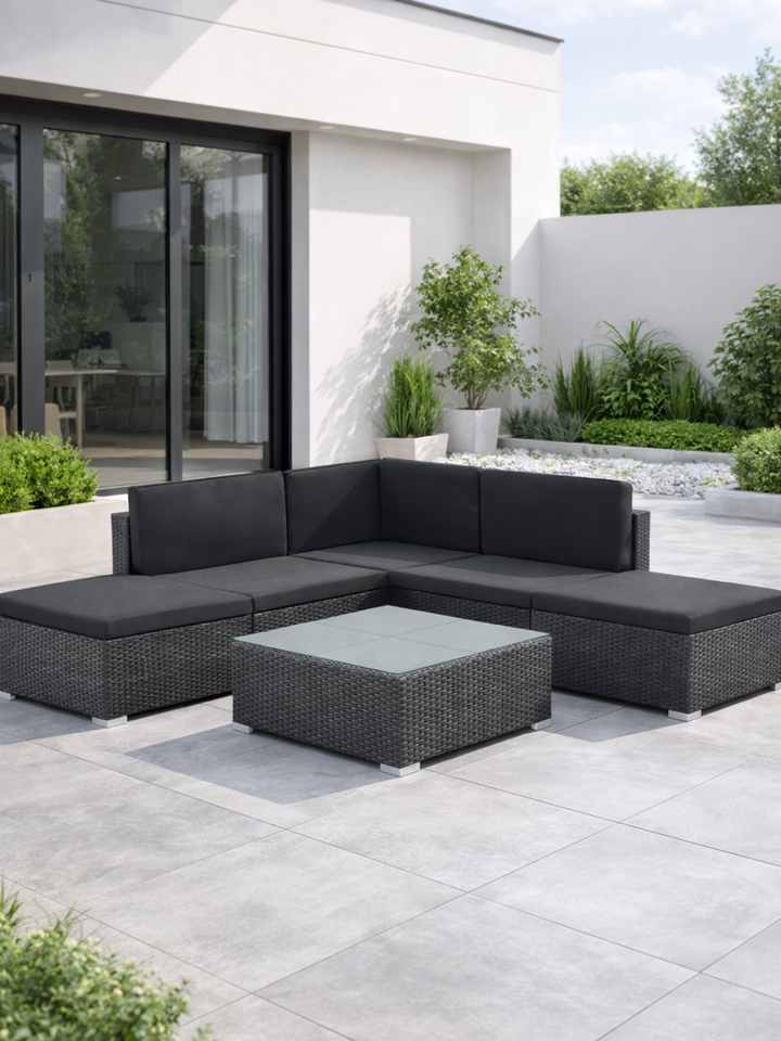 Sorrento Black Rattan Outdoor Lounge Set