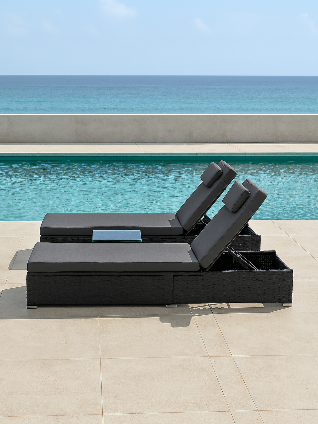 Bondi Black Outdoor Sun Lounge