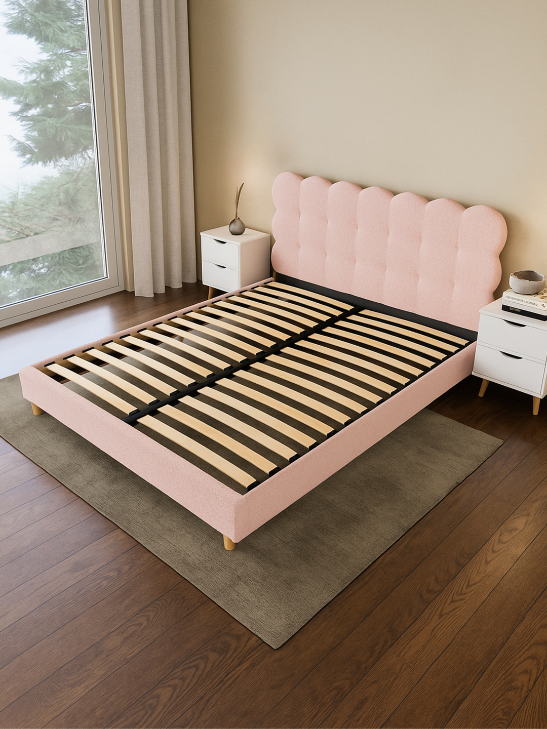 Alysha Pink Boucle Bed Frame