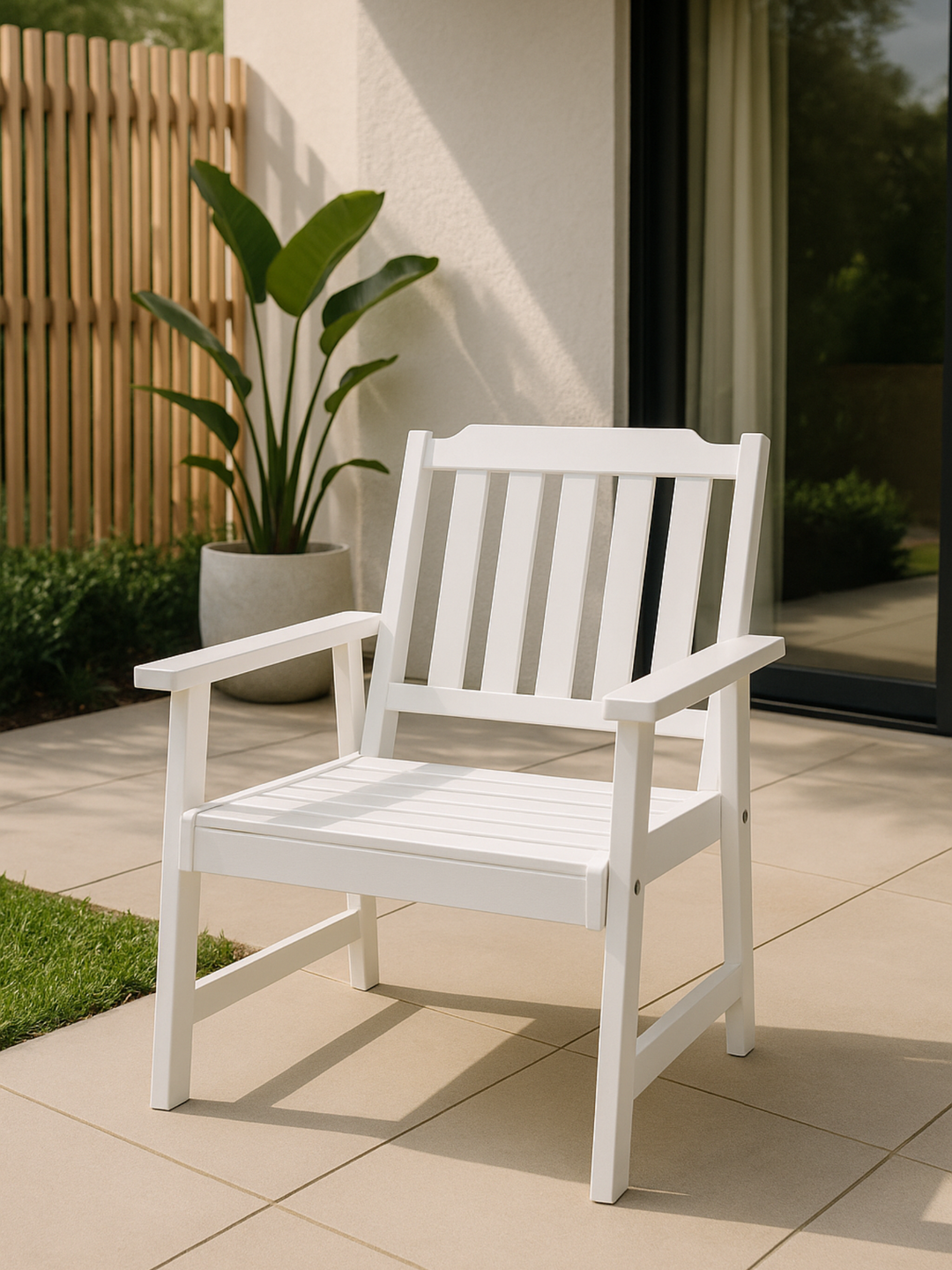 Anya White Wooden Outdoor Armchair