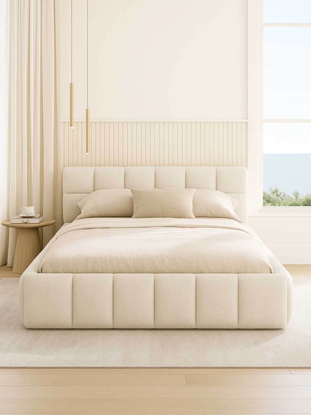 Marshmallow White Cloud Boucle Bed Frame